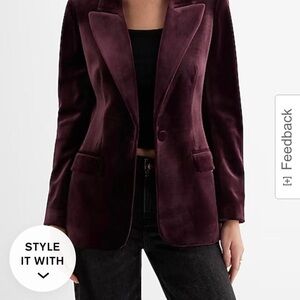 Ladies Express purple or plum velvet jacket blazer, size M, holiday party